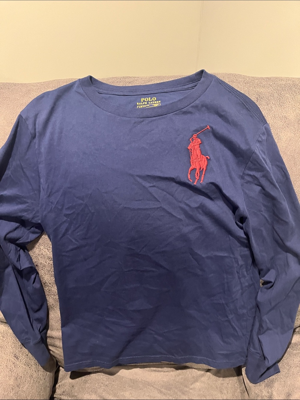 Polo by Ralph Lauren Navy Long-Sleeve Tee 
Boys . With number 3 on the side